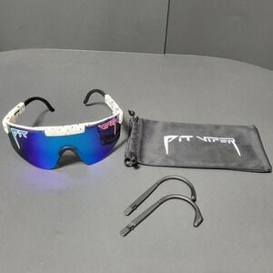 Pit Viper The Absolute Freedom Sunglasses White Splatter Blue Mirrored Lens